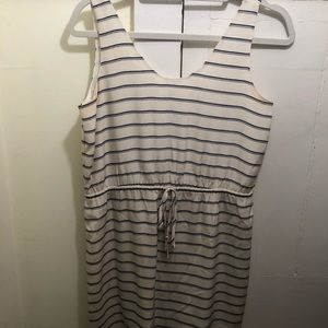 Silk white with blue stripes dress